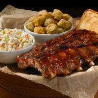 Half Rack Plate · Slow-smoked Baby Back Ribs, served with Two Regular Sides and Bread