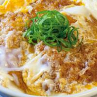 Chicken Cutlet Don · Comes with cabbage salad and miso soup. Rice bowl with simmered egg.