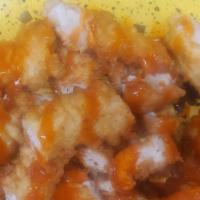 Chicken Poppers · tempura battered chicken bites topped with Popper sauce of your choice. (Popper sauce option...