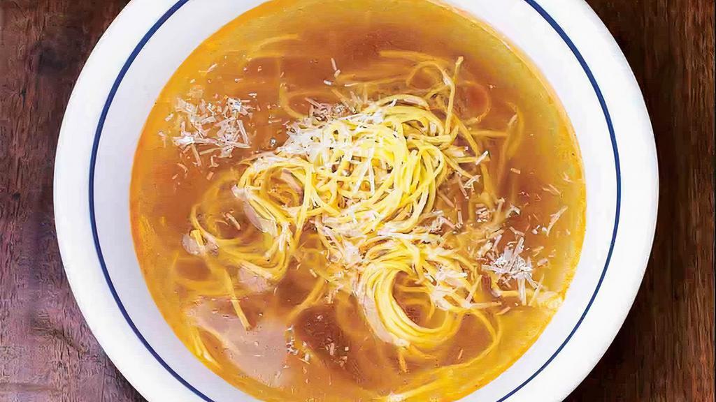 Chicken Noodle Soup · deep flavored chicken broth with noodles.