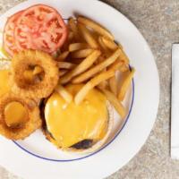 Cheeseburger · Served with coleslaw and pickles.