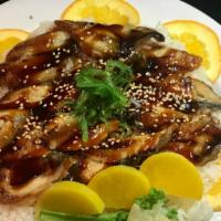 Unagi Don · Broiled eel glazed with eel sauce over rice.