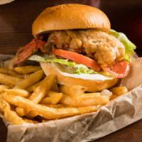 Fried Lobster Tail Sandwich · A fresh lobster tail, hand battered and fried to perfection served on a toasted brioche bun.
