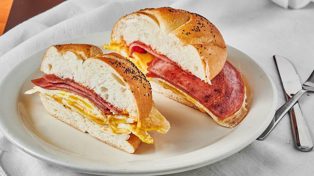 Egg & Cheese With Taylor Ham · To substitute for egg whites in any sandwich please add for an additional charge.