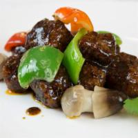 Diced Beef In Black Pepper Sauce · Hot & spicy.