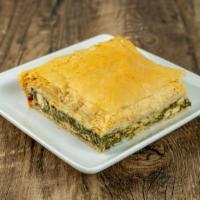 Spanakopita · Feta and spinach blend in phyllo dough.