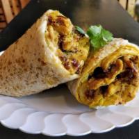 Vegan Curry Chicken Roti · Delicious soy based protein, curried to perfection, with potato.