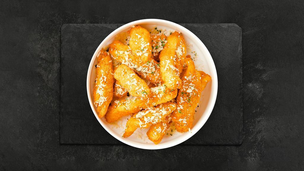 The Great Garlic Parmesan Tenders · Chicken tenders breaded, fried until golden brown before being tossed in garlic parmesan sauce.