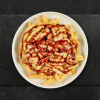 Chicken Dickens Bbq Fries · Sweet grilled onions, melted cheese, chicken, and BBQ sauce topped on Idaho potato fries.