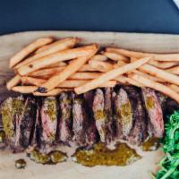 Chimichurri Skirt Steak · Hand cut fries, garlic aioli.