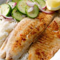 2 Pc Tilapia With Rice, Salad & Can Soda · 