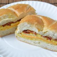 Bacon Egg Cheese Sandwich · Two eggs.