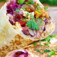 Vegetarian Burrito · Served with lettuce, rice, black bean, cheddar cheese, salsa, sour cream.