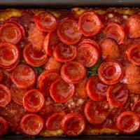 Large Pepperoni Pie · Pepperoni Large Detroit Pizza with hand-cut pepperoni, tomato sauce, and Wisconsin brick che...