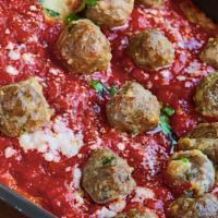 Small Baby Meatball Detroit Pie · Meatball Small Detroit Pizza with homemade meatballs, tomato sauce, Pecorino and Wisconsin b...