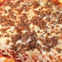 Sausage Pizza · 18 inch cheese pizza topped with sausage pieces
