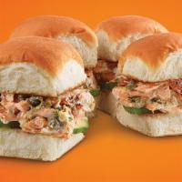 Blackened Salmon & Caper Salad Sliders · Chef's Famous Blackened Salmon Salad w/ crushed capers, fresh dill, Lemon and Lime juice & z...