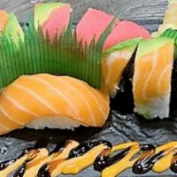 Rainbow Roll · Cucumber, salmon, tuna, avocado