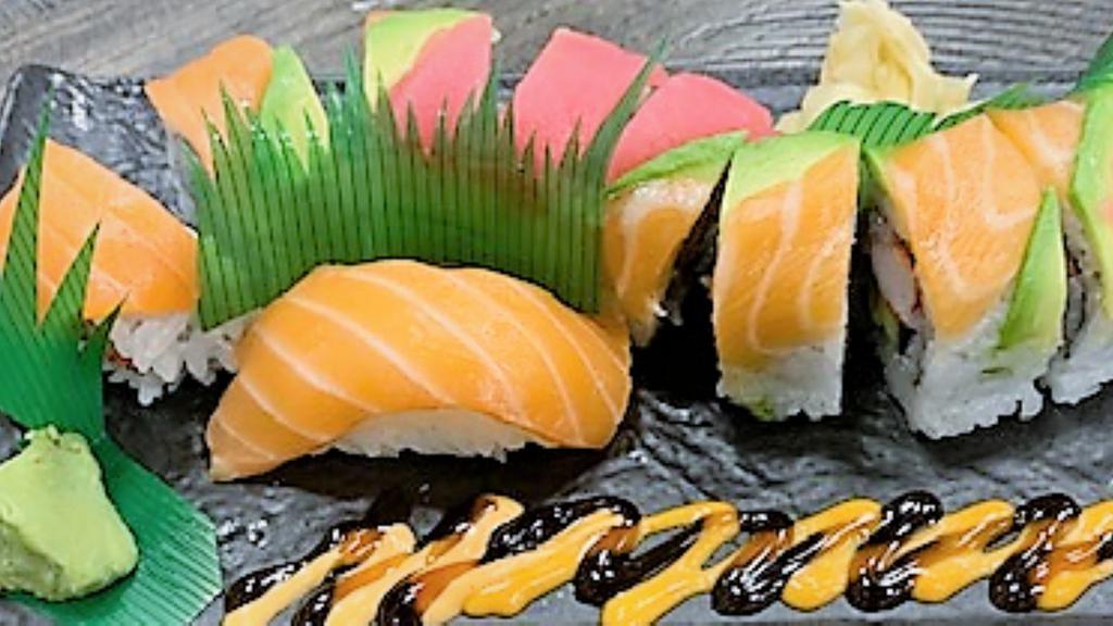 Rainbow Roll · Cucumber, salmon, tuna, avocado