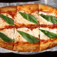 Margherita Flatbread · Mozzarella cheese and fresh basil with tomato sauce.