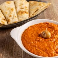 Red Pepper Spread · Vegetarian. Roasted red pepper, crushed red pepper, garlic, walnut, and extra virgin olive oil