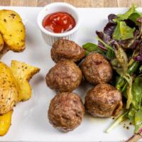 Turkish Meatballs · Veal meat served with baked rosemary fingerling potatoes