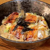 Una-Tama Don · All-natural eel, onions, shiitake mushrooms, scallions and soft-cooked cage-free eggs simmer...