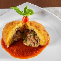 Baked Rice Ball · Topped with melted  mozzarella and Tomato sauce