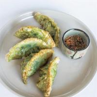 Handmade Spinach And Kale Dumpling · Handmade fried Korean dumpling (5 pcs), Vegetarian