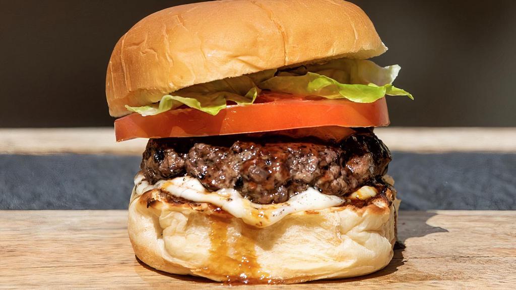 Handsome Burger · 100% Angus Beef Patty, Tomato, Onion & Jalapeno Pickle, lettuce, Korean BBQ Sauce, Mayo, Potato bun