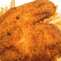 4 Fried Tilapia · 1pc fried tilapia with fries or rice. add vegetables for $1.75.