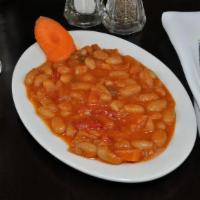 Bean Pilaki · Beans in olive oil, carrots, potatoes and garlic.