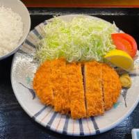 -2. Chicken Cutlet Plate · Chicken katsu pasta salad, lettuce salad, side dish with miso soup