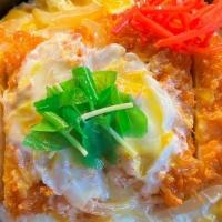 -26. Chicken Cutlet Bowl · Chicken katsu boiled with onion and egg, sweet shoyu sauce