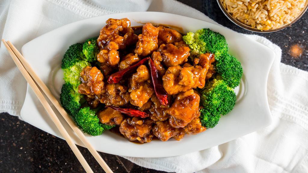 General Tso'S Chicken · Spicy. Popular dish of all time. Chunks of crispy hand-breaded chicken in our special sweet and spicy sauce.