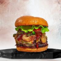 Bbq Driver · American beef patty topped with aged white cheddar, barbecue sauce, caramelized onions, and ...