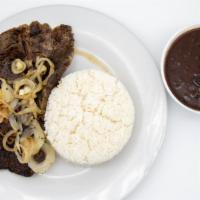 Steak With Onions · Choice of beans and rice