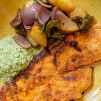 Meen Varuval · Gluten free. Mild (little heat). Tamil pan-fried flounder rice flour-crusted in whole red ch...