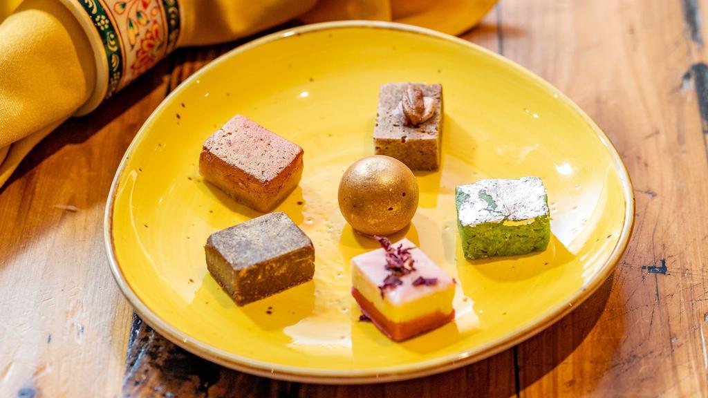 Mithai Flight · Vegetarian, gluten free. 6-piece flight of housemade Indian sweets.