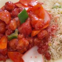 Sweet & Sour Chicken · Served with your choice of white or brown rice.