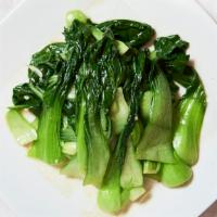 Sauteed Shanghai Bok Choy · Served with white rice or brown rice.