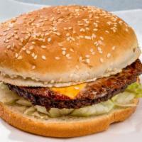 8 Oz Cheeseburger Deluxe · Includes lettuce, tomato, onions, mayo and French fries. Made from fresh and lean Angus beef.