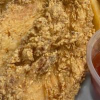 Fried Chicken Strips · gluten-free breading, served with fries