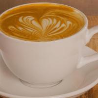 Golden Latte - Oat Milk · Golden Turmeric, cinnamon, espresso and steamed Almond Milk. Vegan*, Anti-inflammatory* Immu...