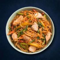 Judo Chicken Noodles · Noodles stir-fried with fresh chicken, fresh seasoned mixed vegetables, and Indo-Chinese sau...