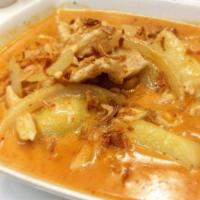 Massaman Curry · Thick & mild curry, potato, onion, peanut in coconut milk.