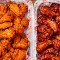 The Flock (60 Wings). · 60 wings - cooked to order prepared any way you want 'em! Served with celery and carrots wit...