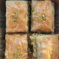 Baklava · The traditional Turkish pastry with roasted pistachios.