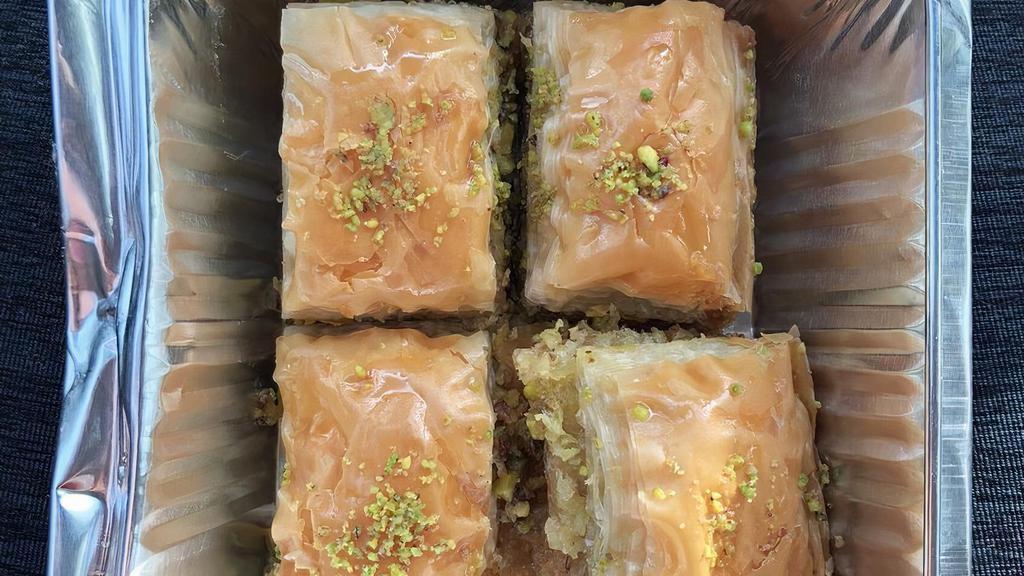 Baklava · The traditional Turkish pastry with roasted pistachios.