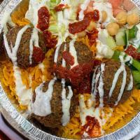 Falafel Over Rice · 476 to 1070 calories.